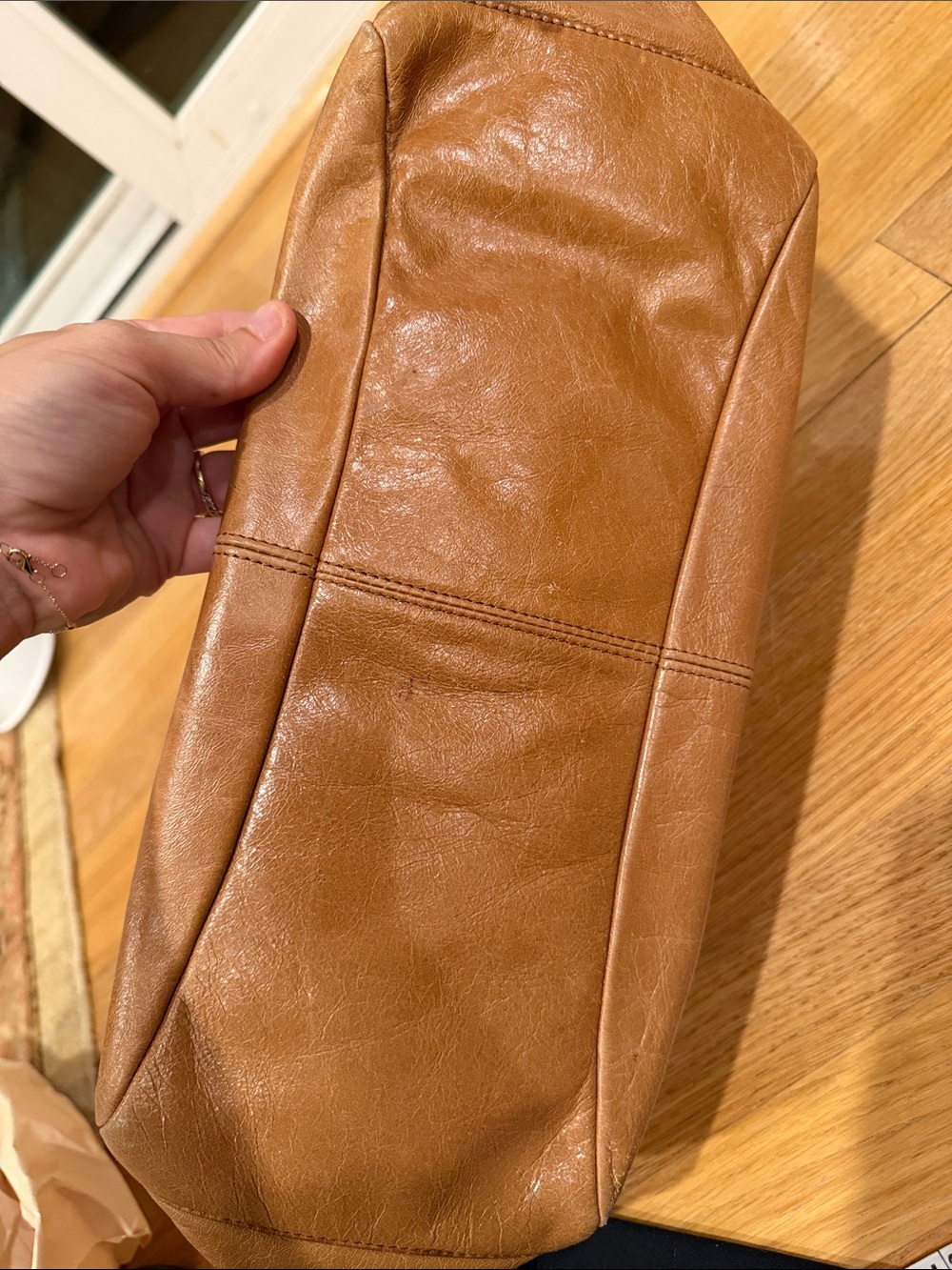 HOBO International Y2K 90s Cognac Leather Shoulder Bag - Picture 8 of 8